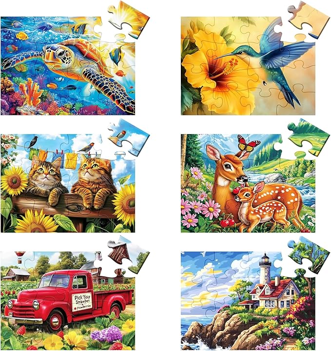 6 Packs 16 Large Piece Puzzle for Seniors, Dementia Alzheimer's Products Activities for Elderly Adults, Easy Puzzle Alzheimer’s Memory Cognitive Game Gift for Patient in Nursing Home