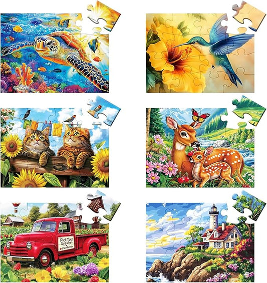 6 Packs 16 Large Piece Puzzle for Seniors, Dementia Alzheimer's Products Activities for Elderly Adults, Easy Puzzle Alzheimer’s Memory Cognitive Game Gift for Patient in Nursing Home