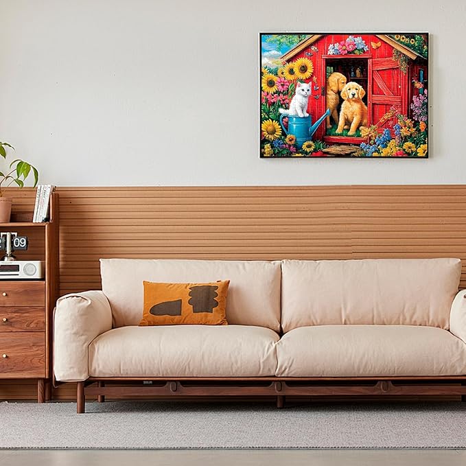 300 Piece Puzzle for Adults Dog Cat Flower Jigsaw Puzzle, Recycled Cardboar Jigsaw Puzzles 300 Pieces for Kids Senior, Challenging Puzzles Family Birthday Party Toy Gift for Friends 20.5"x15"