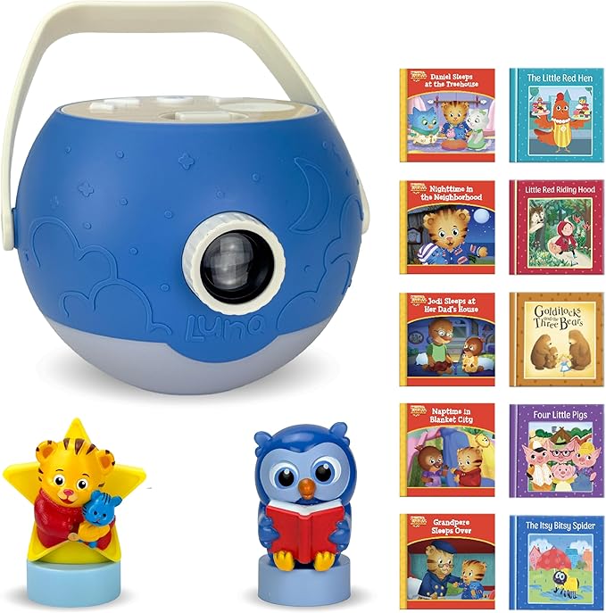 Kids Book Projector – 5 Daniel Tiger & 5 Classic Read-Aloud Stories, 10 Songs & Night Light & Soothing Dream Music | Children Ages 3+ Storytime Projector | Toys, Owl & Daniel Tiger