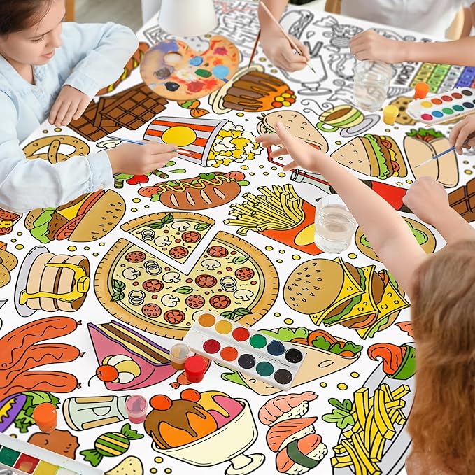 Gatherfun Giant Kids Coloring Poster | 31.5 x 72 Fun Food-Themed Activity for Classroom, Birthday & Events | Versatile as Wall Décor or Table Cover