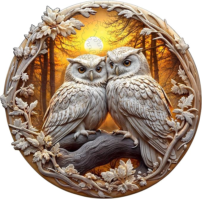 Wooden Puzzles for Adults - Couple Owl Wooden Jigsaw Puzzle - Unique Animal Shaped Wood Puzzles Adult - Christmas Birthday Gifts for Adults/Friends/Family - 200pcs 11.4 * 11.2in