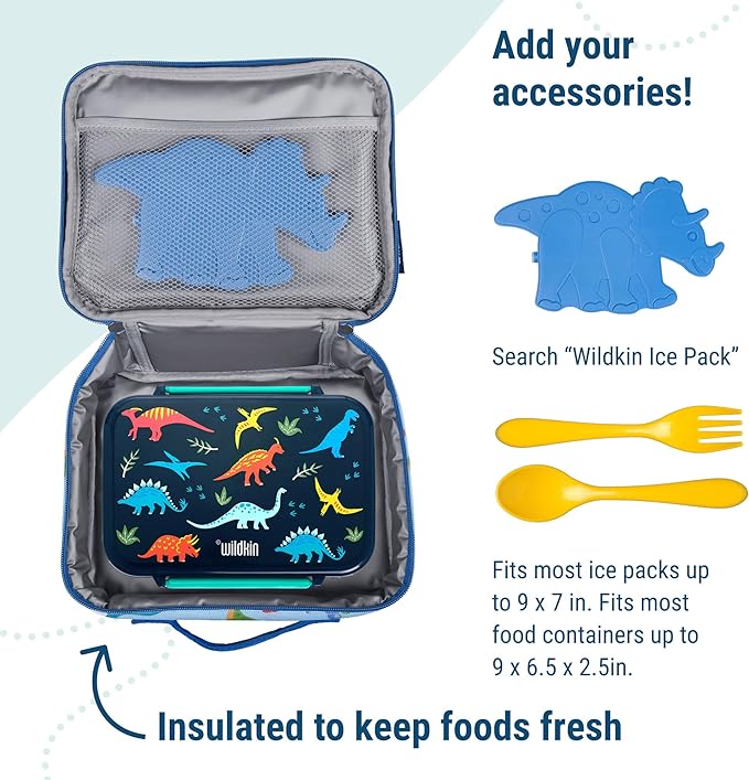 Wildkin Kids Insulated Lunch Box – Durable and Reusable for School & Travel - Confetti Blue