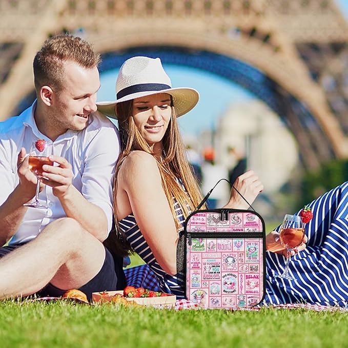 Axolotl Lunch Box - Cute Reusable Axolotl Lunch Bag for Women Men Kids - Small Portable Foldable Insulated Lunchbox for School Work Picnic