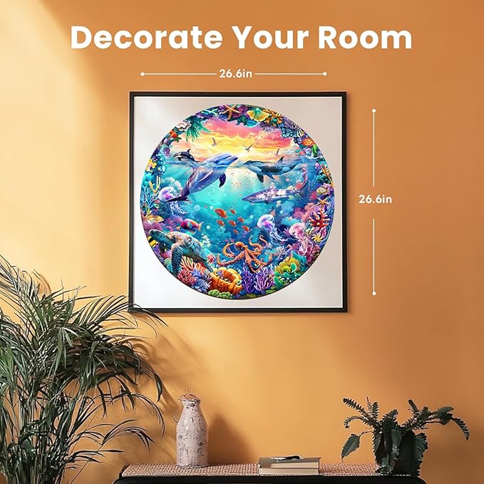 Masseruon 1000 Piece Puzzle for Adults, 26.6 * 26.6in Sea World Puzzle for Adults, 1000 Pieces Jigsaw Puzzles, Adult Puzzles Game, Unique Gift for Women Men