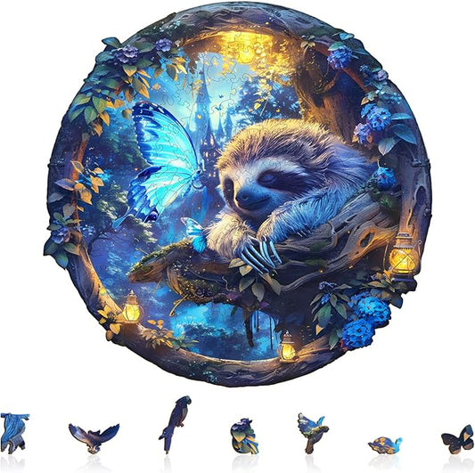 Wooden Puzzle for Adults-Wooden Puzzle Unique Shape Advanced Lotus Serenade Wooden Jigsaw Puzzle for Adult, Wood Puzzles,Challenge Wooden Jigsaw Puzzle(M-11.4 * 10.7in 185pcs)