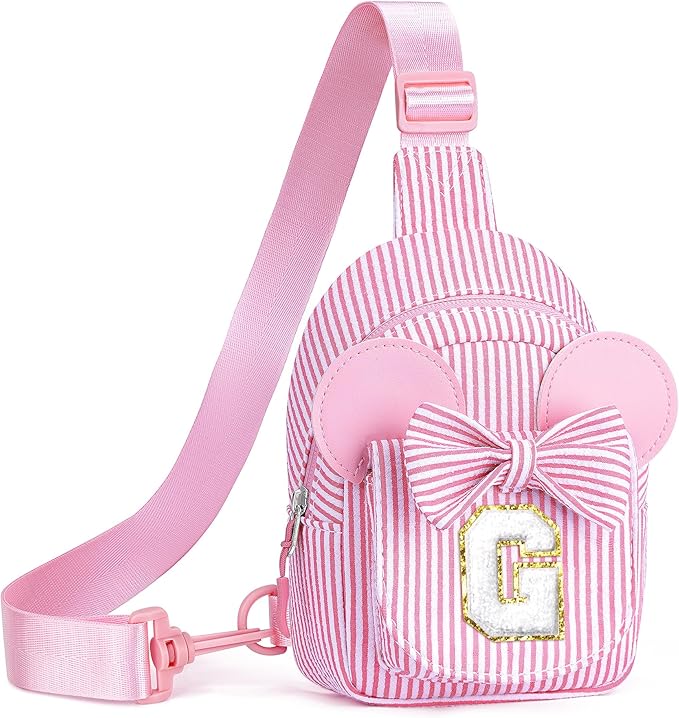 Birthday Gifts for Girls,3 4 5 6 7 8 9 Year Old Girl Birthday Gift Pink Small Initial Crossbody Bag Fanny Pack for Kids Personalized Gifts for Daughter Sister (Pink G)
