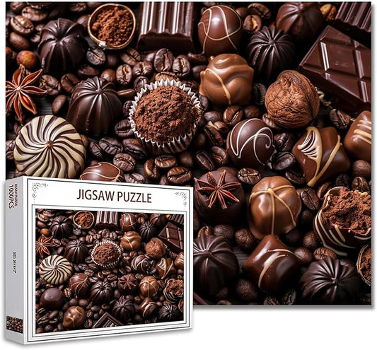 Tucocoo Chocolate Sweets Cocoa Jigsaw Puzzle 1000 Pieces Puzzles for Adults, Coffee Beans Art Jigsaw Puzzles for Challenging Family Activity Games Brown DIY Handwork Puzzle for Home Decor Gifts