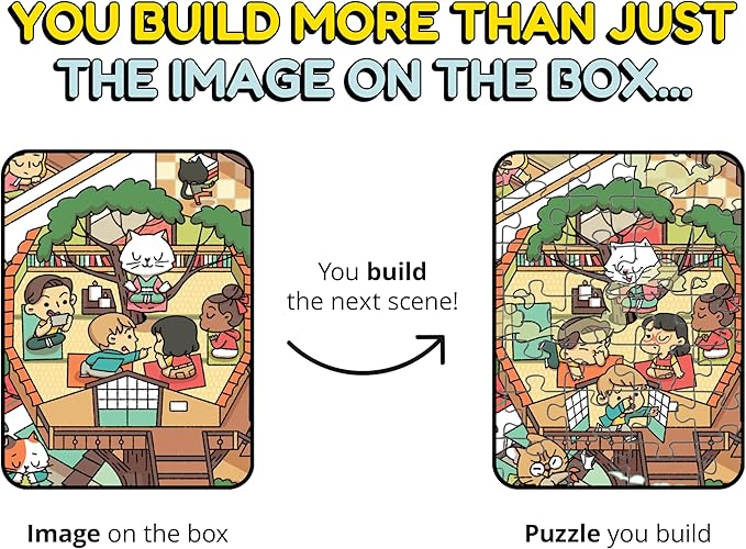 Jigsaw Puzzles 1000 Pieces - Magic Mystery Story Secret Ending Puzzle - Perfect Game Night for Adults & Kids - Cat Dog Funny Cartoon Food Theme (Snack Attack 2)