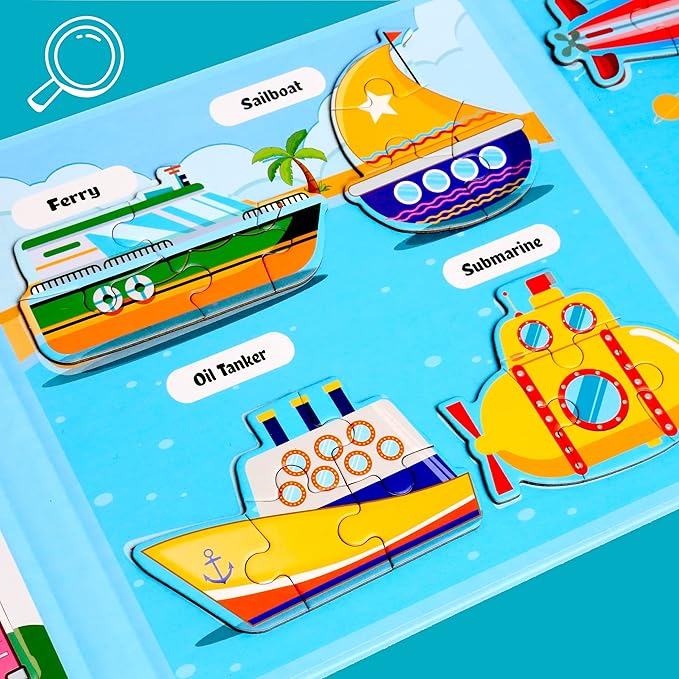 Magnetic Puzzles for Kids Ages 1-3, Travel Toddler Puzzles Ages 2-4 Year, Space Car Activities Toy for Boys & Girls 3-5 yo - Learning Magnet Gift for Road Trip