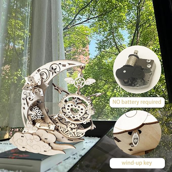 Wooden 3D Puzzle for Adults Mechanical Music Box Model Kits Wood DIY Crafts Kit Jigsaw Puzzle for Age 14+ Years Old