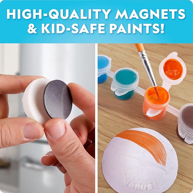 National Geographic Magnetic Solar System Painting Kit – 3D Magnet Making Kit, Paint 8 Planets & The Sun, Craft Kit with Paints, Brushes, Magnets & More, Kids Art Kit, DIY Magnets