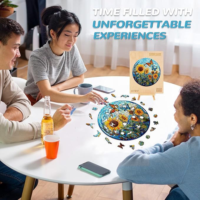 Wooden Puzzles for Adult, Wooden Sunflower and Butterfly Puzzles, Wood Jigsaw Puzzle, Wood Adult Puzzle, Birthday for Puzzle Lover (S-8.5 * 8.5in-100pcs) ASIN B0D477DF3W