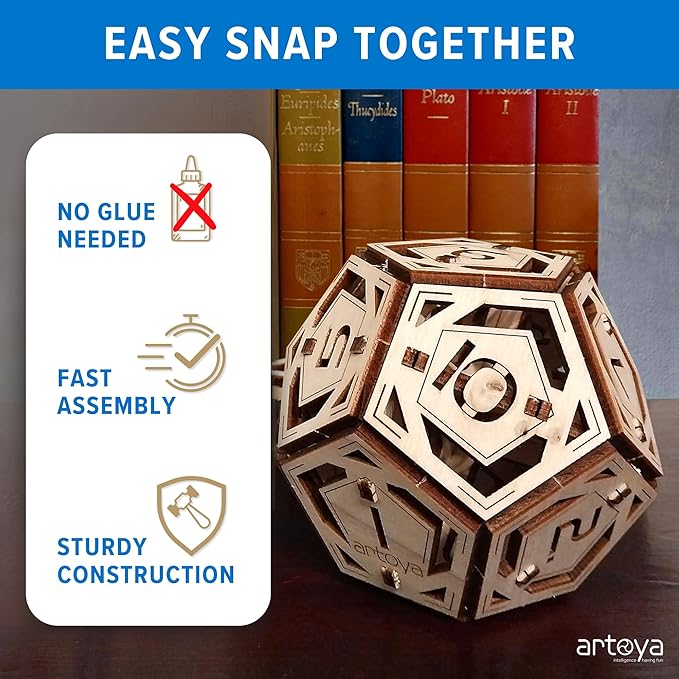 3D Wooden Puzzles for Teens & Adults – Smart Brain Teaser Puzzles, Wood Models, Creative & Educational Fun, Sustainable Materials, Ages 14 and Up Dodecahedron D12