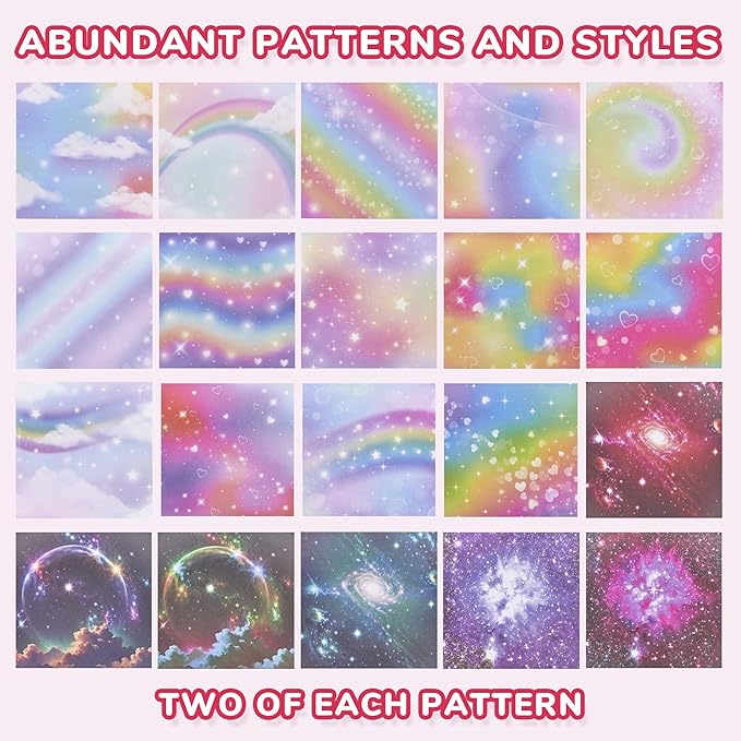 Dreamy Fantasy Origami Paper - 50 Sheets 6x6 Inches - Double-Sided Ethereal Patterns for Magic, Mythical & Celestial Crafts - for Adults, Kids & Artists, Ideal for Scrapbooking.