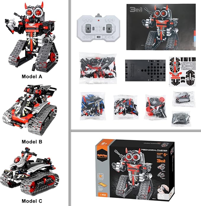 Robot Building Toys STEM Projects for Kids Ages 6-10 8-12 and up, 3 in 1 Remote Control Car Coding Set, Educational Robotics Science Kit, Birthday for Teen Boys Girls