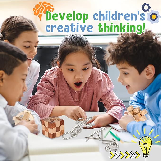 Brain Teasers Metal Puzzles for Kids & Adult 22Pack, Mind, Logic and IQ Game Test Toy for Teens, Disentanglement 3D Coil Cast Wire Chain Intelligence Toy for Party & Office, Puzzle Travel Games（Hard）