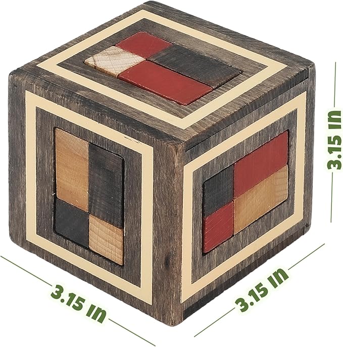 Sharp Brain Zone Wooden Puzzle Box – 3D Mechanical Brain Teaser Puzzle with Secret Compartments | Handcrafted Natural Wood, STEM Educational Logic Game & Unique Gift for Puzzle Lovers