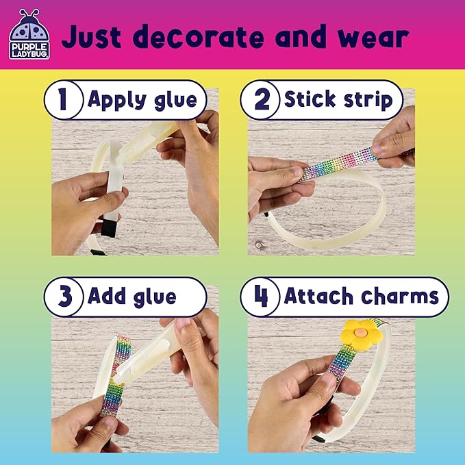 PURPLE LADYBUG DIY Headbands for Girls - Headband Making Kit, Decorative Craft Activity Set, Gift for Ages 6-9 Years Old, Christmas Gifts for Girls