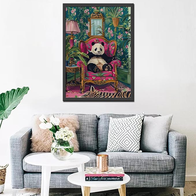 Bohemia Jungle Animal Jigsaw Puzzle 1000 Pieces Puzzle for Adults,Panda Botanical Art Jigsaw Puzzles for Challenging Family Activity Games Colorful DIY Handwork Puzzle for Home Decor Gifts 20x27 in
