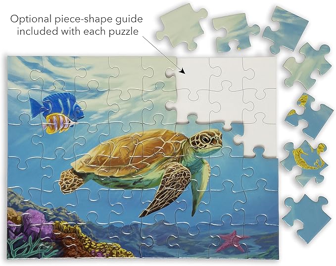 Large Piece Jigsaw Puzzle – Easy & Colorful, Dementia & Memory Activities for Seniors, Elderly Gifts, 48 Pieces, Aquamarine