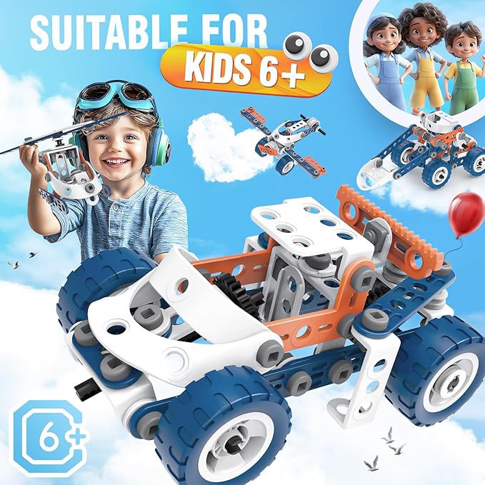 SMIESSKIDDO 12 in 1 STEM Toys, 152 PCS Building Toys for Kids Ages 4-8 5-7 6-8 Educational Activities for Boys 4-6 8-10 Construction Creative Games Birthday Gifts for 4 5 6 7 8+ Year Old Boy Girl