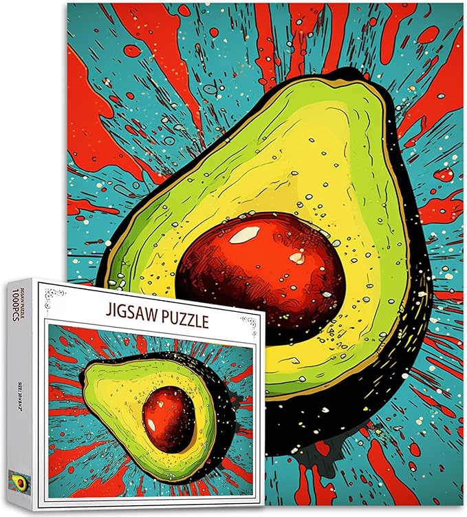 Tucocoo Avocado Jigsaw Puzzles for Adults 1000 Pieces, Fruit Pop Art Style Jigsaw Puzzle 27 x 20 inches Colorful DIY Craft Puzzles for Home Decoration Gifts, Family Puzzle Perfect for Game Nights