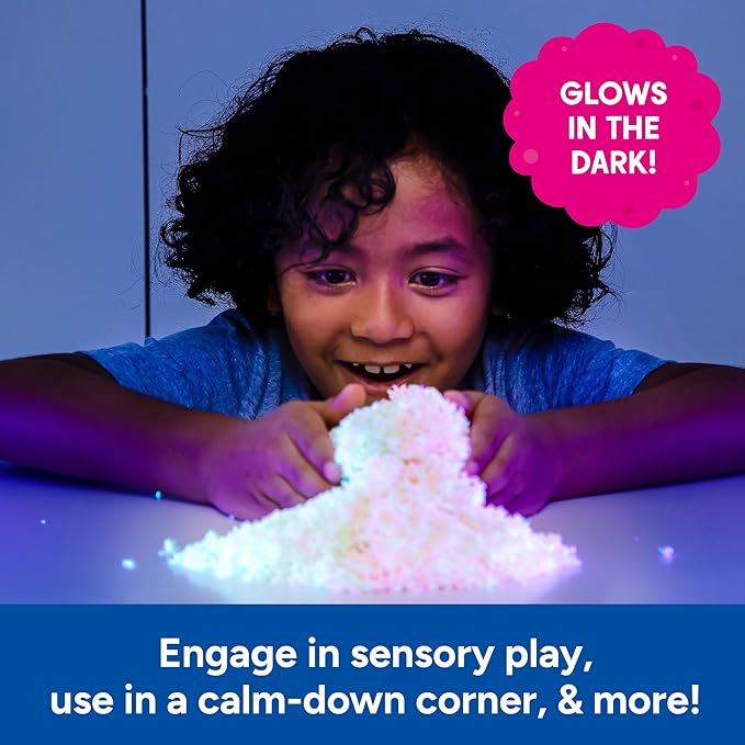 Educational Insights Pluffle® Glow-in-The-Dark - Sensory Bin Foam Set, No Mess Alternative to Sand Toys & Slime for Toddlers at Home or in The Classroom, Fun Sensory Table Filler, Gift for Ages 3+