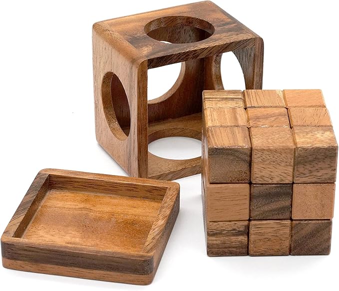 BSIRI Soma Puzzle Cube Wooden Toy Brain Teaser Desk Board Games Adults Master Block Christmas Mind Magic Kids Benders Wood Hand Cube Family Teens Boy Classic