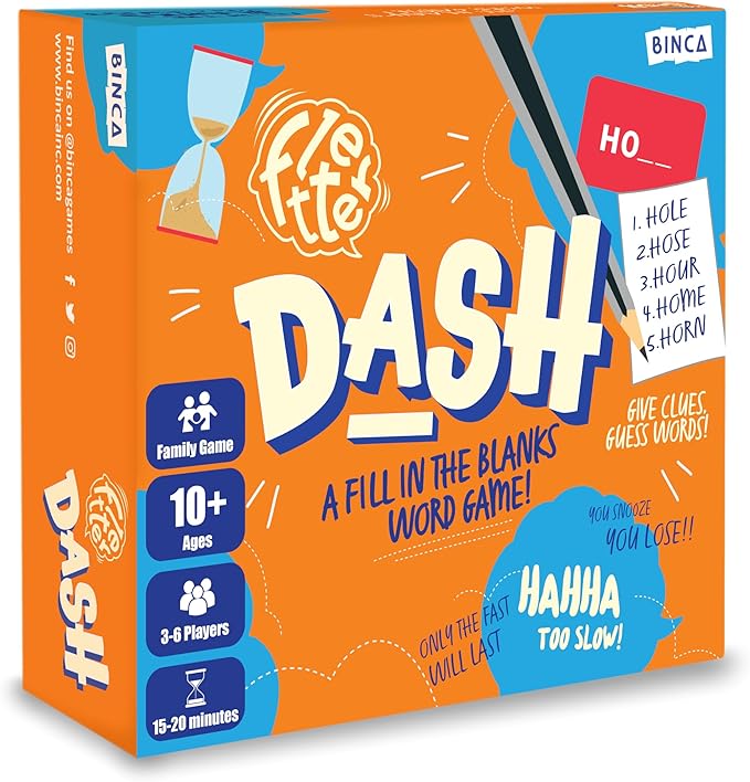Fletter Dash, A Fun Fill-in-The-Blanks Strategic Word Card Game for All Ages | Fun and Strategic Word Game | Test Vocabulary and Concentration | A Gift for Ages 7, 8, 9, & 10 Years (3-6 Players)
