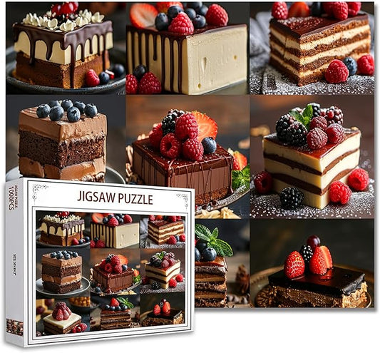 Tucocoo Collage of Decadent Desserts Jigsaw Puzzles for Adults 1000 Pieces, Fruits Cakes Food Art Jigsaw Puzzle Colorful DIY Puzzles for Home Decoration Gifts, Family Puzzle Perfect for Game Nights