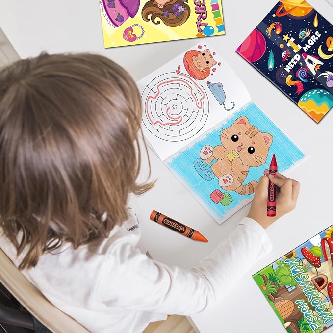 Elfew 20 Pcs Small Coloring Books for Kids Ages 4-8(5.1 * 6.7in), Bulk Coloring Books for Ages 3-5, Puzzle Bookds for Kids Party Favor, School Goodie Bags Stuffers for Boys Girls