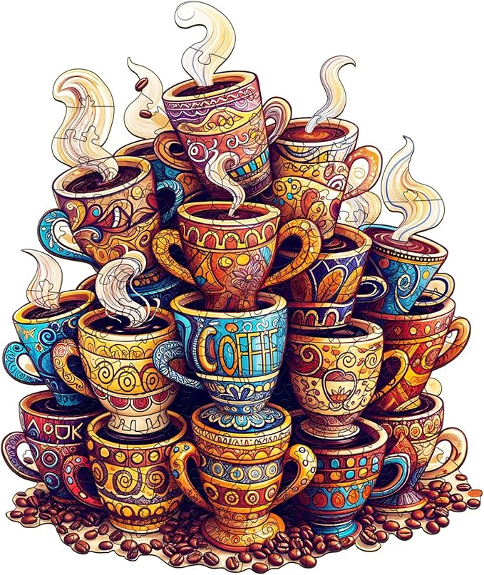 Wooden Puzzles for Adults - Coffee Dream Wood Puzzles Adult - Unique Animal Shape Wooden Jigsaw Puzzles for Adults - Birthday Gifts for Puzzle Lovers, Family (8.5 * 7.1in)
