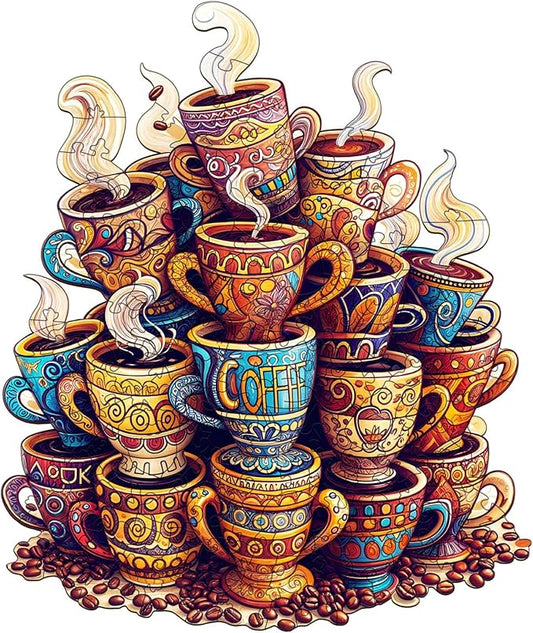 Wooden Puzzles for Adults - Coffee Dream Wood Puzzles Adult - Unique Animal Shape Wooden Jigsaw Puzzles for Adults - Birthday Gifts for Puzzle Lovers, Family (11.4 * 9.6in)