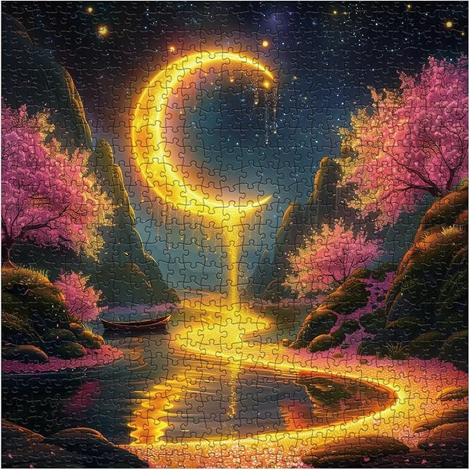 Mystery Landscape Puzzles for Adults 1000 Pieces, Fantasy Nature Scenic Jigsaw Puzzles, Moon Mountain Art Puzzles