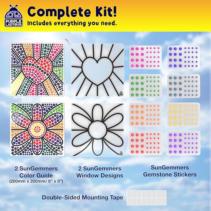SUNGEMMERS DIY Gem-Sticker Window Diamond Art Suncatcher Kits - Stocking Stuffers for Kids 8-12, Birthday Gifts for 6 7 8 9 10 11 12 Year Old Girls & Boys, Fun Arts & Crafts for Kids Ages 8-12 6-8
