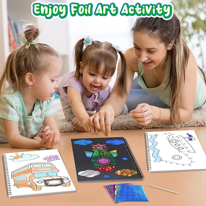 Art & Craft Activity,Foil Craft Traffic DIY Art Fun Kits,No Mess Creative Foil Art Kits Set Drawing Game for Kids,Birthday Gifts Crafts Supplies Travel Toys for Girls Boys Ages 4 5 6 7 8 9 Year Old