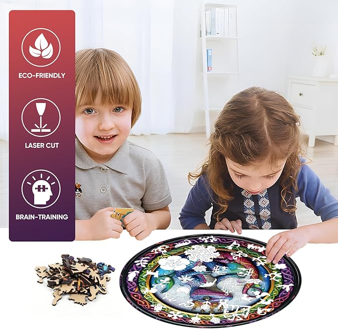 Wooden Jigsaw Puzzle, 200 Pcs Unique 3D Shape Jigsaw Puzzles, Wood Puzzle Gift Box Packing, Medium Size Letter, Creative Gift for Adults and Kids, Fun Challenging (200PCS, Chameleon)