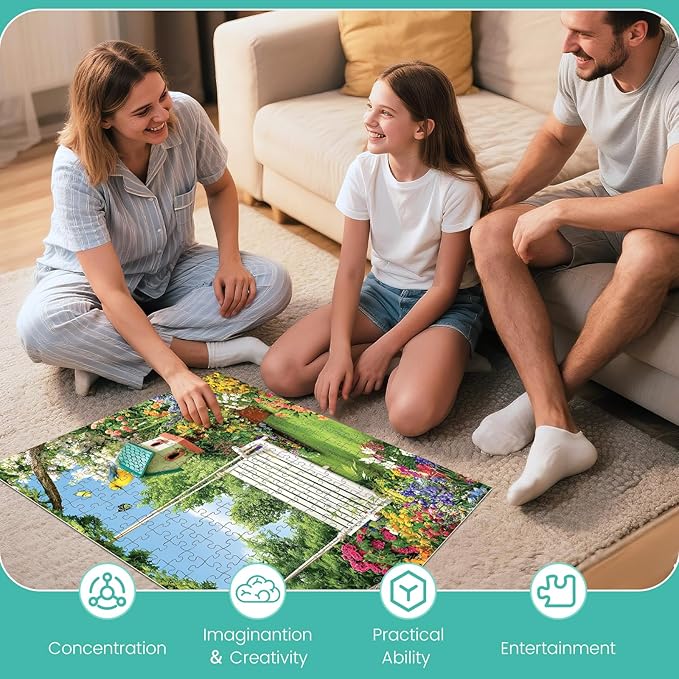 300 Piece Puzzles for Adults, Garden Swing 300 Piece Puzzle,Blooming Flower Paradise Jigsaw Puzzle, Perfect for Family Game Night, Home Wall Decor, Ideal Gift for Adults, Kids, Seniors, 20.5 x 15 in
