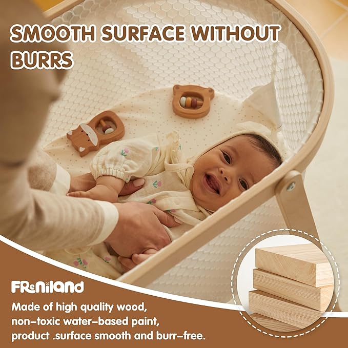 Freniland Wooden Montessori Toys, 5-Piece Wooden Baby Toys, Bear Wooden Baby Rattle, Fox Stacking Ring,Wooden Car Push and Pull Toys, Bear Grasping Toys,Newborn Baby Gift Sets for Boys and Girls