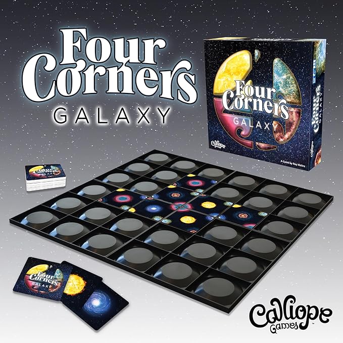Calliope Games Four Corners: Galaxy - Family Board Game - Captivating Art, Strategy, & Pattern Matching Puzzle for Kids & Adults - 1-6 Players - from The Makers of Tsuro and Roll for It!