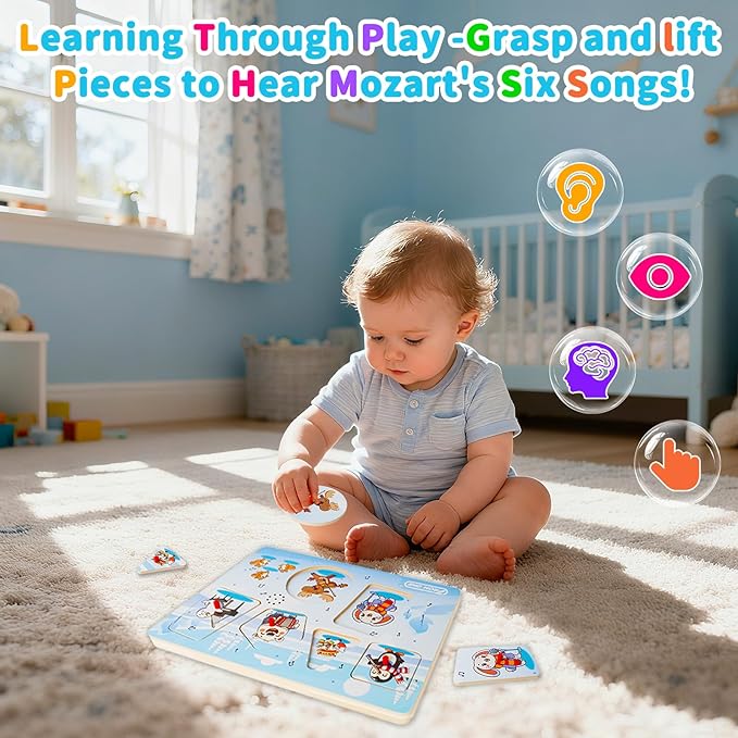 Sound Puzzle for Toddlers – Wooden Pegged Puzzle with Real Animal Sound Effects, Educational Farm Animal Toy for Kids Aged 12 Months+ – A Fun & Safe Gift for Boys & Girls