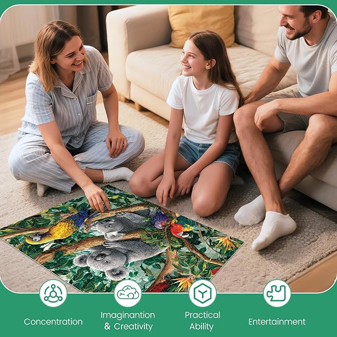 300 Piece Puzzle for Adults, Koalas and Parrots Colorful Jigsaw Puzzle, Relaxing 300 Piece Puzzle, Perfect for Family Game Night, Home Wall Decor, Ideal Gift for Adults, Kids, Seniors, 20.5 x 15 in