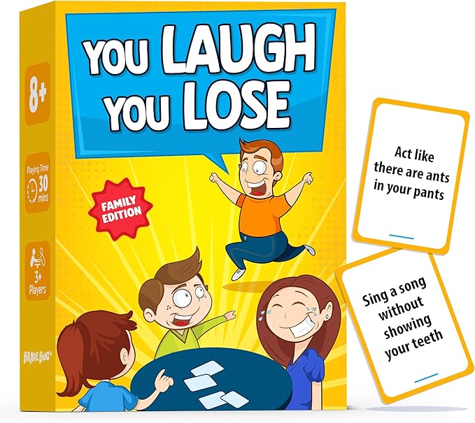 You Laugh You Lose Game - Funny Charades Kids Games - Board Games for Kids & Teens - Try Not to Laugh Challenge - Sleepover Party Supplies for Girls, Birthday Game for Family, Kids & Girls