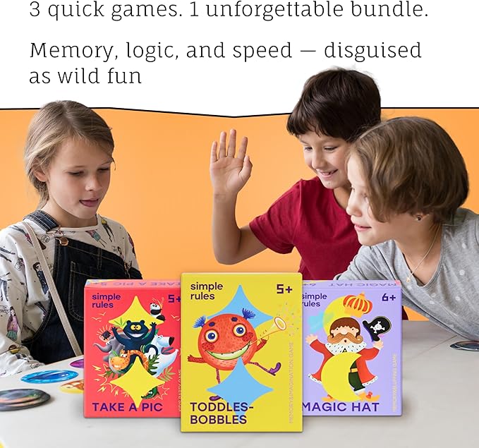Fun Card Games Bundle for Kids 5+ | 3 Games Included | Fun Educational Card Games | Help to Train Memory, Imagination and Creativity | Recommended by Teachers | 2-6 Players | 10 min Playtime