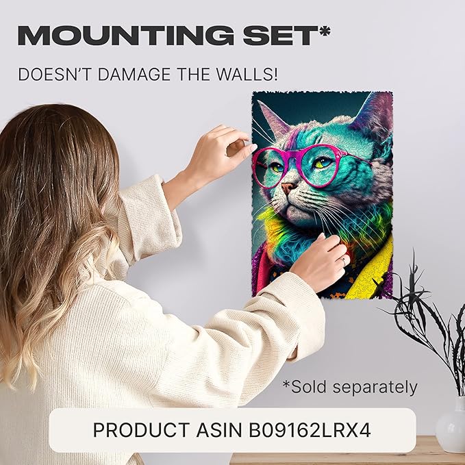 UNIDRAGON Original Wooden Jigsaw Puzzles - Pop Art Glow Up Collection - Criticat - Cat Puzzle 500 Pieces, Beautiful Gift Package, Wooden Puzzle for Adults