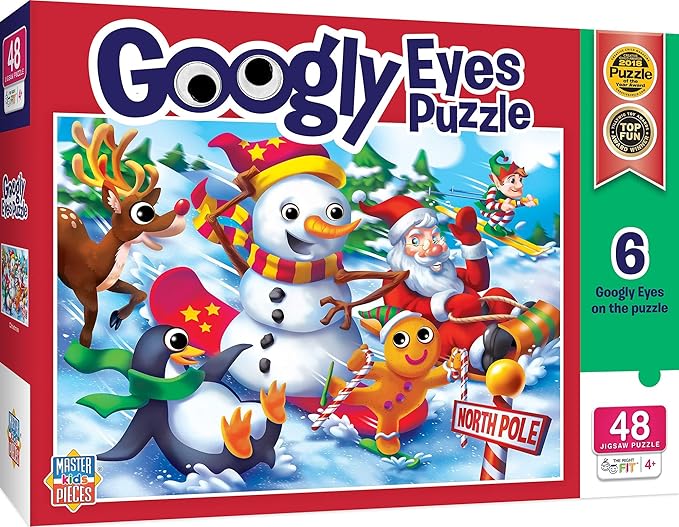 MasterPieces – 48 Piece Jigsaw Puzzle for Kids 4+ Years, Funny Christmas with Googly Eyes, Educational and Fun Game, Gift Idea for Children, 19" x 14"
