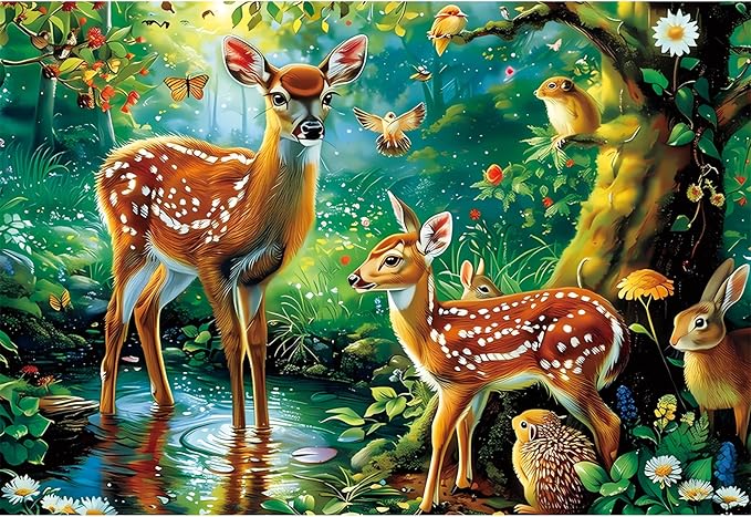 Puzzles for Kids Ages 4-8, 100 Piece Puzzles Kids Puzzles Ages 4-6 6-8 8-10 Deer Animal Jigsaw Puzzle Toys Educational Puzzle Floor Puzzles Birthday Gifts for Girls and Boys