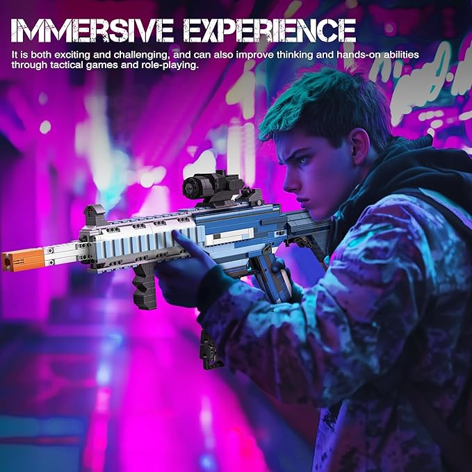 Building Block Gun Model Toys for Adults, 1666 Pcs 1:1 M416 Building Set Guns Model Toys for Adults Boys Teens Age 12+, Ideal Gift for Military Enthusiasts