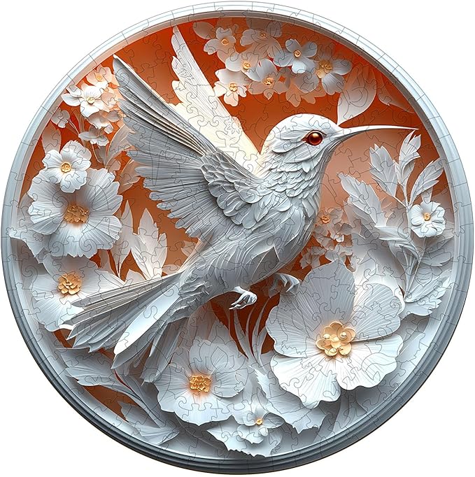 Wooden Puzzles for Adults, Wooden Jigsaw Puzzles for Adults Kids, 3D Paper Hummingbird Unique Shaped Wood Puzzles Adult, Creative Birthday Gifts for Friends Family Game (13.4 * 13.4in 300pcs)
